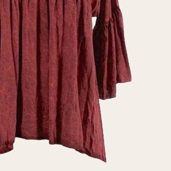 Abree Hand Dyed Boho Flowy Maroon Blouse Size S NWT - Picture 6 of 9